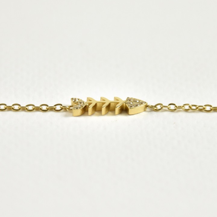 BRACELET POISSON STRASS ACIER INOXYDABLE GOLD PETIT PRIX