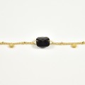 BRACELET PIERRE CARREE NOIRE ACIER INOXYDABLE GOLD PETIT PRIX