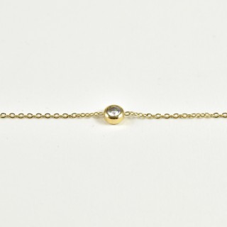 BRACELET SOLITAIRE STRASS ACIER INOXYDABLE GOLD PETIT PRIX