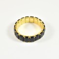 BRACELET ELASTIQUE PIERRES NOIRES ACIER INOXYDABLE GOLD PETIT PRIX