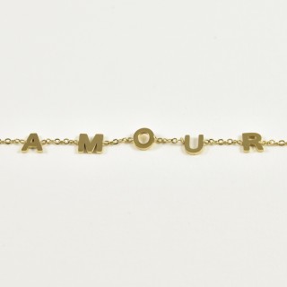 BRACELET AMOUR STRASS ACIER INOXYDABLE GOLD PETIT PRIX