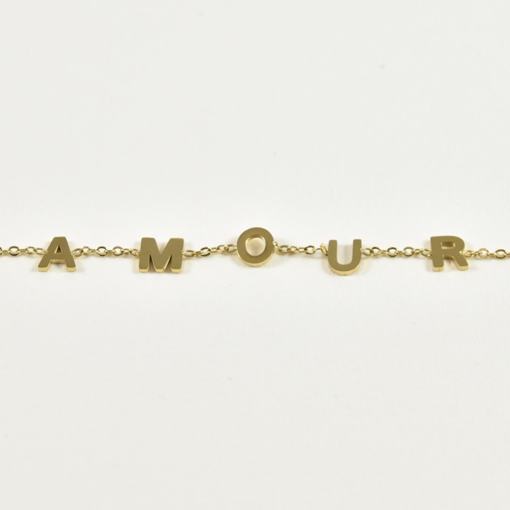 BRACELET AMOUR STRASS ACIER INOXYDABLE GOLD PETIT PRIX