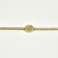 BRACELET TOTAL STRASS MEDAILLE RONDE ACIER INOXYDABLE GOLD PETIT PRIX