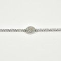 BRACELET TOTAL STRASS MEDAILLE RONDE ACIER INOXYDABLE SILVER PETIT PRI