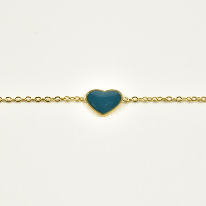 BRACELET COEUR BLEU ACIER INOXYDABLE GOLD PETIT PRIX