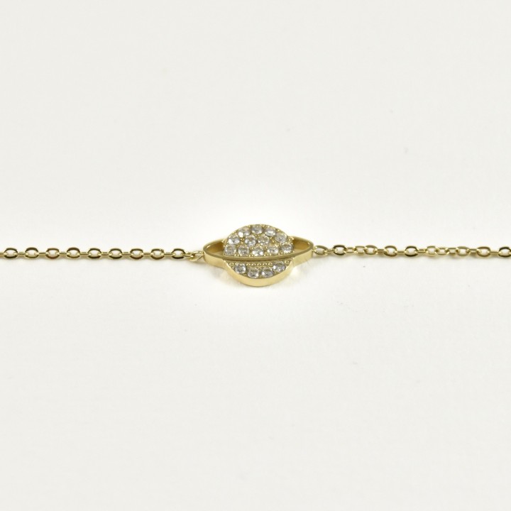 BRACELET SATURNE STRASS ACIER INOXYDABLE GOLD PETIT PRIX