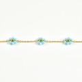 BRACELET FLEURS BLEUES ACIER INOXYDABLE GOLD PETIT PRIX