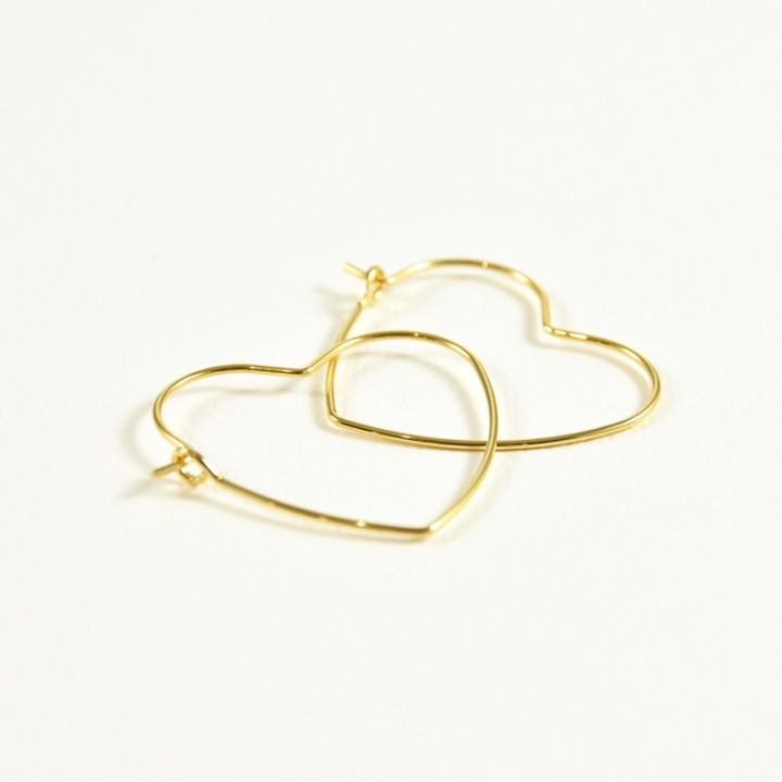 BOUCLES CREOLES COEUR ACIER INOXYDABLE GOLD PETIT PRIX