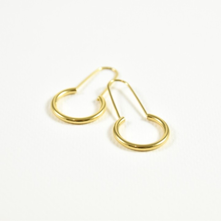 BOUCLES ALLONGEE RONDE ACIER INOXYDABLE GOLD PETIT PRIX