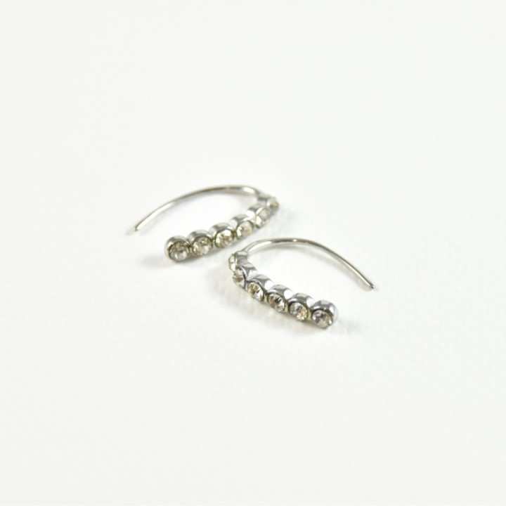 BOUCLES ARRONDIES STRASS ACIER INOXYDABLE SILVER PETIT PRIX