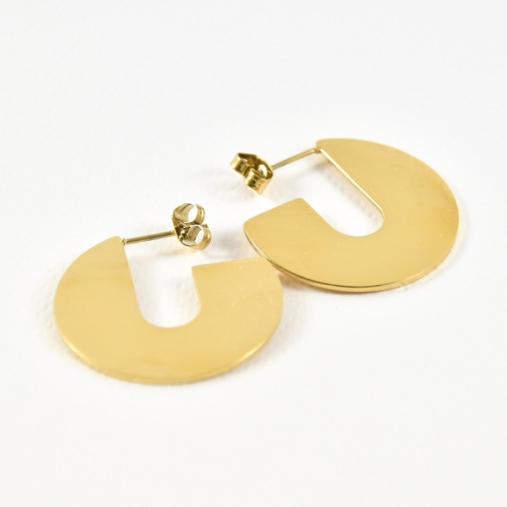 BOUCLES RONDE PLATE ACIER INOXYDABLE GOLD PETIT PRIX