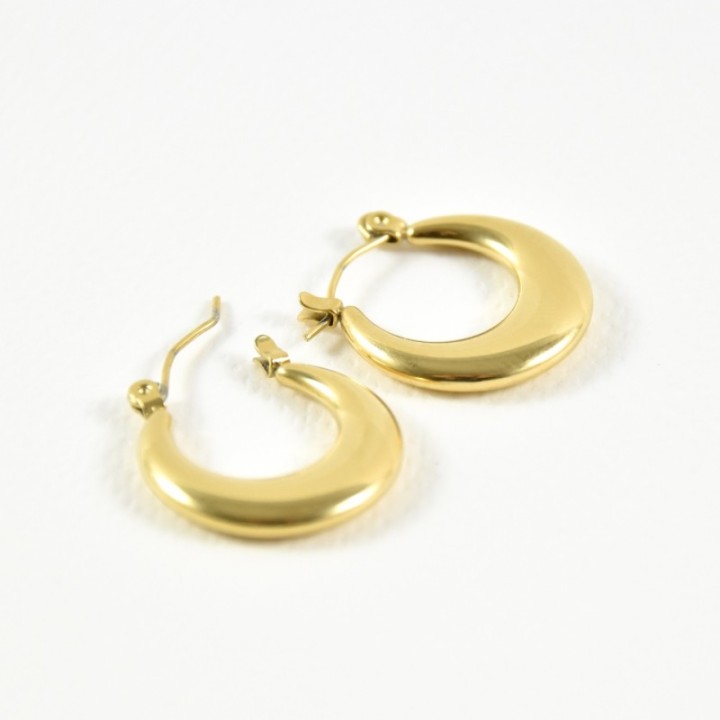 BOUCLES EVASEES PLANES ACIER INOXYDABLE GOLD PETIT PRIX