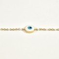 BRACELET PERLES ET OEIL BLANCS ACIER INOXYDABLE GOLD PETIT PRIX