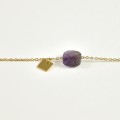 BRACELET AMETHYSTE CARREE ACIER INOXYDABLE GOLD PETIT PRIX