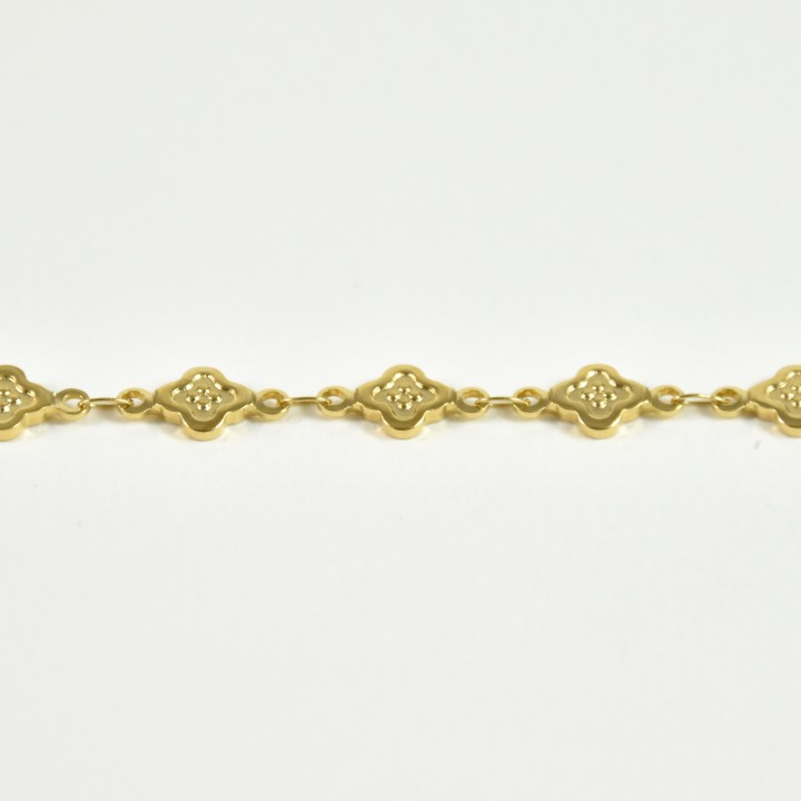 BRACELET TREFLES ET PERLES ACIER INOXYDABLE GOLD PETIT PRIX