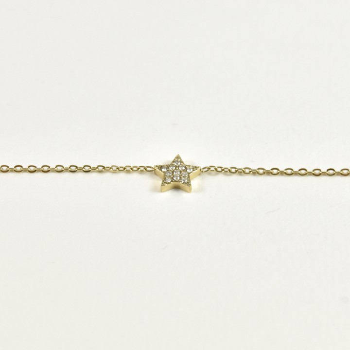 BRACELET ETOILE STRASS ACIER INOXYDABLE GOLD PETIT PRIX