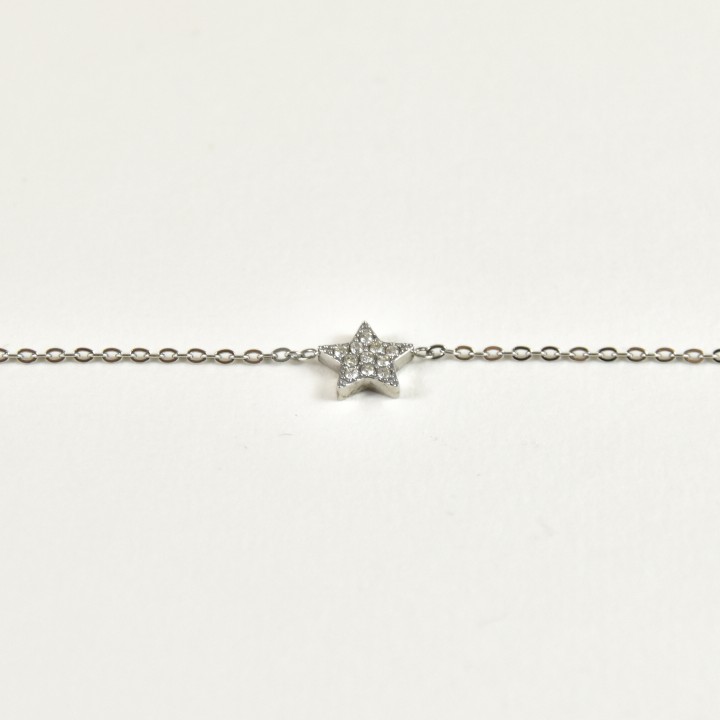 BRACELET ETOILE STRASS ACIER INOXYDABLE SILVER PETIT PRIX