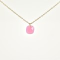 COLLIER CARRE FACETTES ROSE ACIER INOXYDABLE GOLD PETIT PRIX