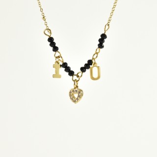 COLLIER I LOVE YOU ACIER INOXYDABLE GOLD PETIT PRIX