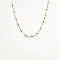 COLLIER PERLES ROUGES ACIER INOXYDABLE GOLD PETIT PRIX