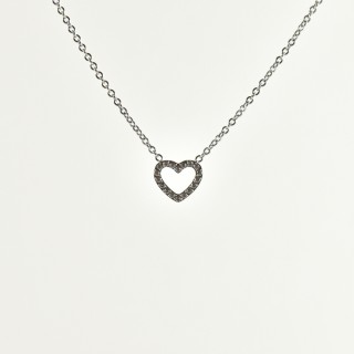 COLLIER COEUR STRASS ACIER INOXYDABLE SILVER PETIT PRIX