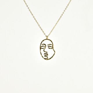 COLLIER VISAGE MARTELE ACIER INOXYDABLE GOLD PETIT PRIX