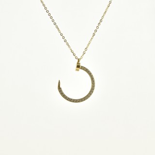 COLLIER ROND OUVERT STRASS ACIER INOXYDABLE GOLD PETIT PRIX