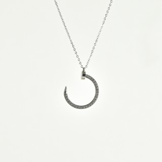 COLLIER ROND OUVERT STRASS ACIER INOXYDABLE SILVER PETIT PRIX