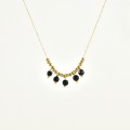 COLLIER PERLES NOIRES ET GOLD ACIER INOXYDABLE GOLD PETIT PRIX