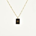 COLLIER RECTANGLE NOIR SOLEIL ACIER INOXYDABLE GOLD PETIT PRIX