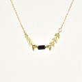 COLLIER RAMEAUX BARILLET NOIR ACIER INOXYDABLE GOLD PETIT PRIX