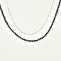 COLLIER MULTI RANGS PERLES NOIRES ACIER INOXYDABLE GOLD PETIT PRIX