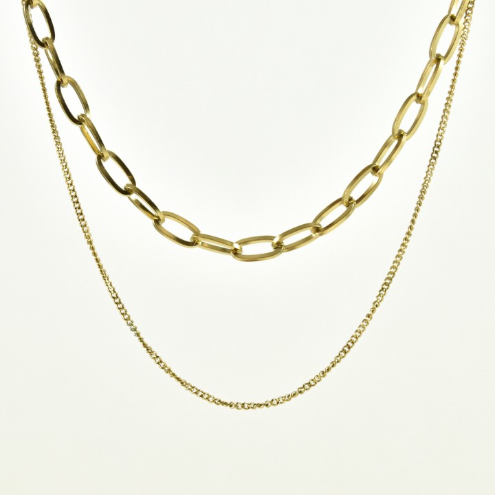 COLLIER MULTI RANGS GROSSE MAILLE ACIER INOXYDABLE GOLD PETIT PRIX