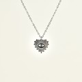 COLLIER COEUR GRAVE OEIL STRASS ACIER INOXYDABLE SILVER PETIT PRIX