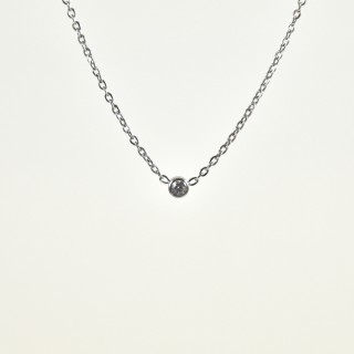 COLLIER SOLITAIRE STRASS ACIER INOXYDABLE SILVER PETIT PRIX