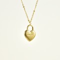 COLLIER COEUR AMOUR GRAVE ACIER INOXYDABLE GOLD PETIT PRIX