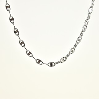 COLLIER MAILLE OVALE CISELEE ACIER INOXYDABLE SILVER PETIT PRIX