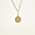 COLLIER ROND COEUR STRASS MAMAN ACIER INOXYDABLE GOLD PETIT PRIX