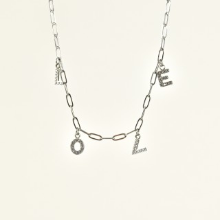 COLLIER LOVE STRASS ACIER INOXYDABLE SILVER PETIT PRIX