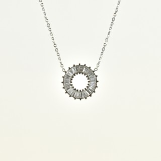 COLLIER ROND STRASS ACIER INOXYDABLE SILVER PETIT PRIX