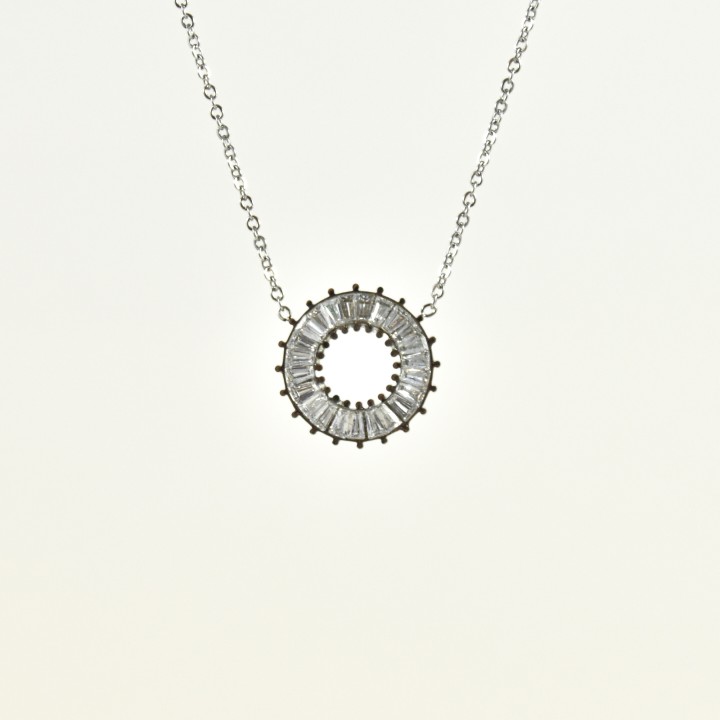 COLLIER ROND STRASS ACIER INOXYDABLE SILVER PETIT PRIX