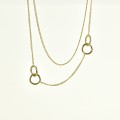 COLLIER DOUBLE RANG ANNEAUX ENTRELACES ACIER INOX GOLD PETIT PRIX