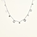 COLLIER TREFLES ET STRASS ACIER INOXYDABLE SILVER PETIT PRIX