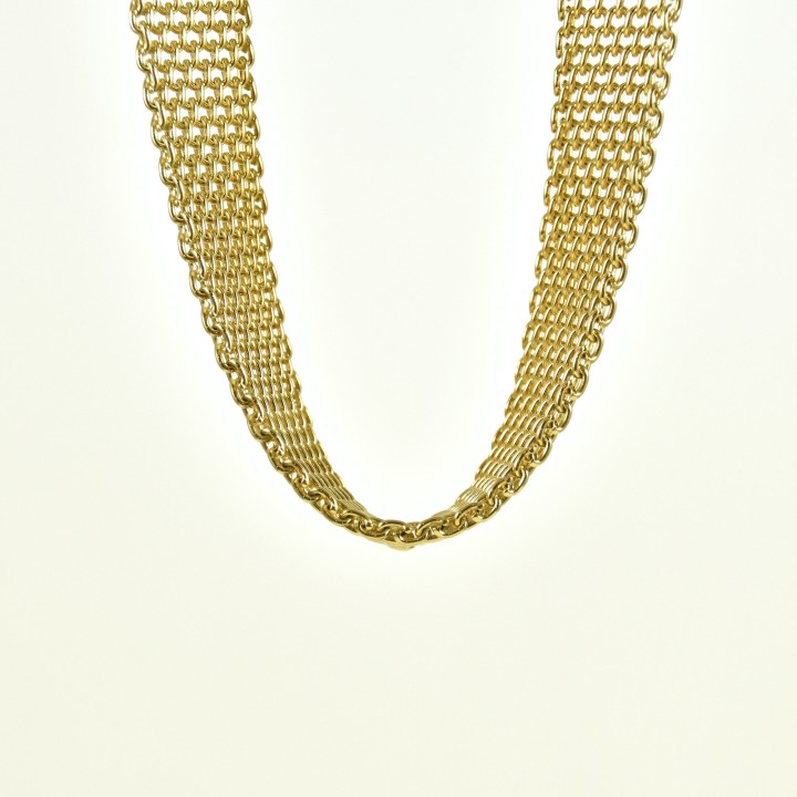 COLLIER LARGE MAILLE GRAINS DE RIZ ACIER INOXYDABLE GOLD PETIT PRIX