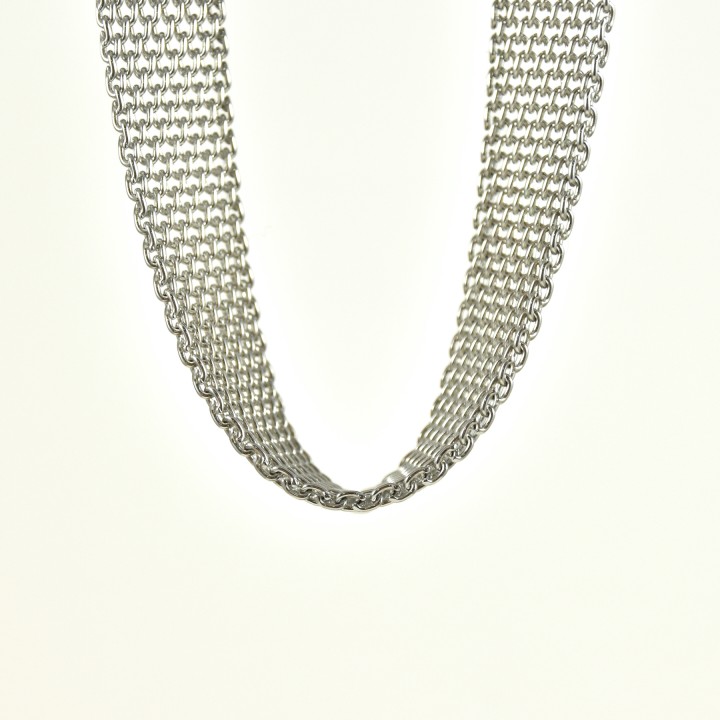 COLLIER LARGE MAILLE GRAINS DE RIZ ACIER INOXYDABLE SILVER PETIT PRIX