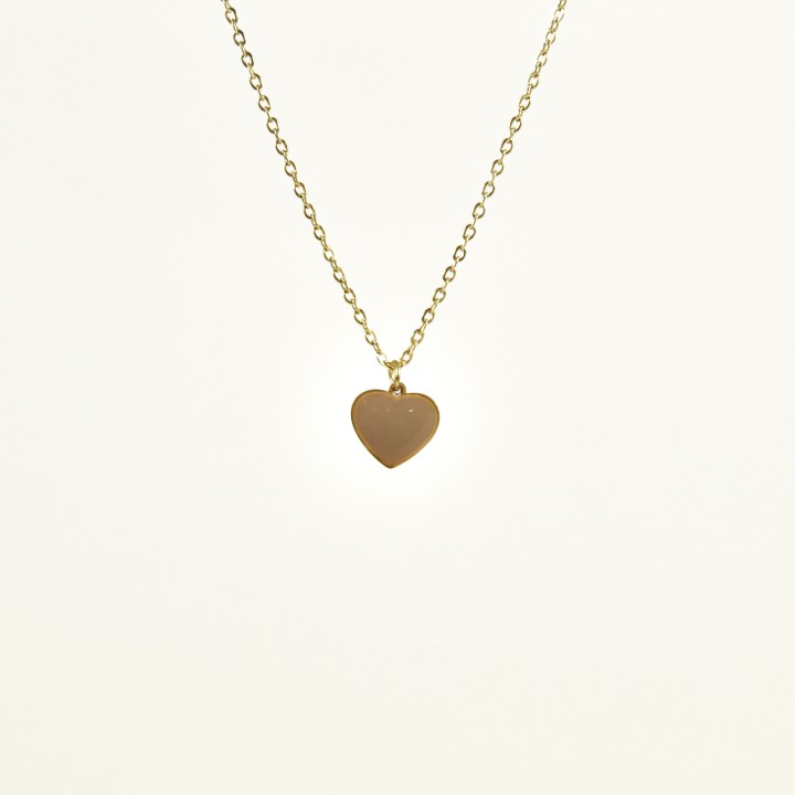 COLLIER COEUR BEIGE ACIER INOXYDABLE GOLD PETIT PRIX