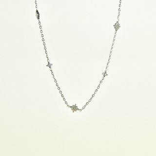 COLLIER ETOILES STRASS ACIER INOXYDABLE SILVER PETIT PRIX