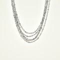 COLLIER MULTI RANGS TORSADE PERLES ACIER INOXYDABLE SILVER PETIT PRIX