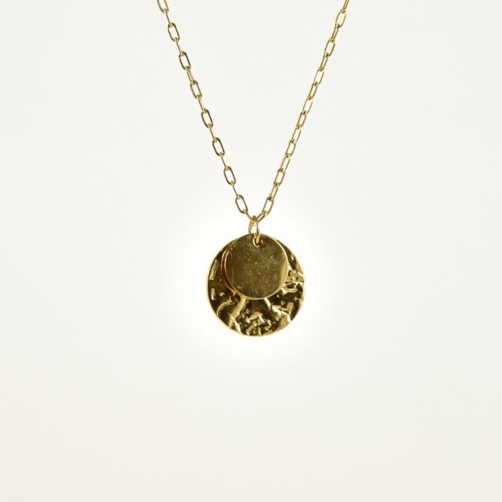 COLLIER ROND MARTELE ET ROND LISSE ACIER INOXYDABLE GOLD PETIT PRIX