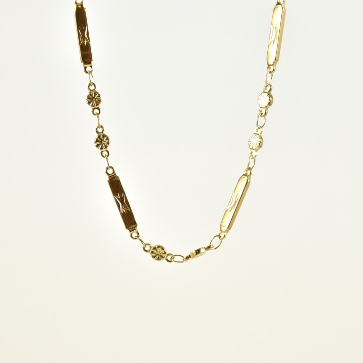 COLLIER PASTILLES RONDES ET RECTANGLE ACIER INOXYDABLE GOLD PETIT PRIX